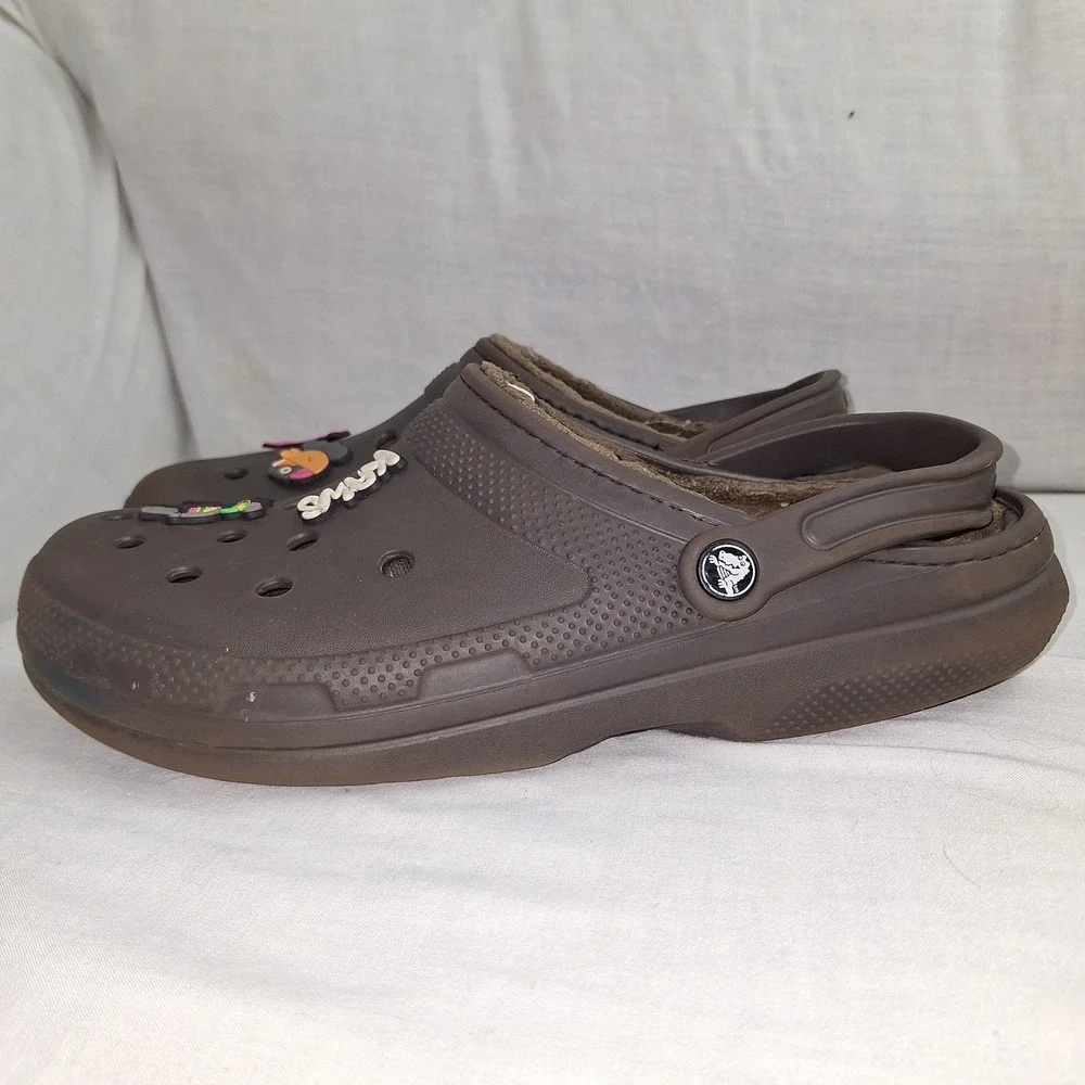 Crocs Brown 11 Classic Faux Fur Lined Clogs Men 203591 Chocolate Plush Interior